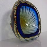 Blue Brown Sommerso Murano Glass Bowl or Ashtray by Flavio Poli, Italy, 1960s