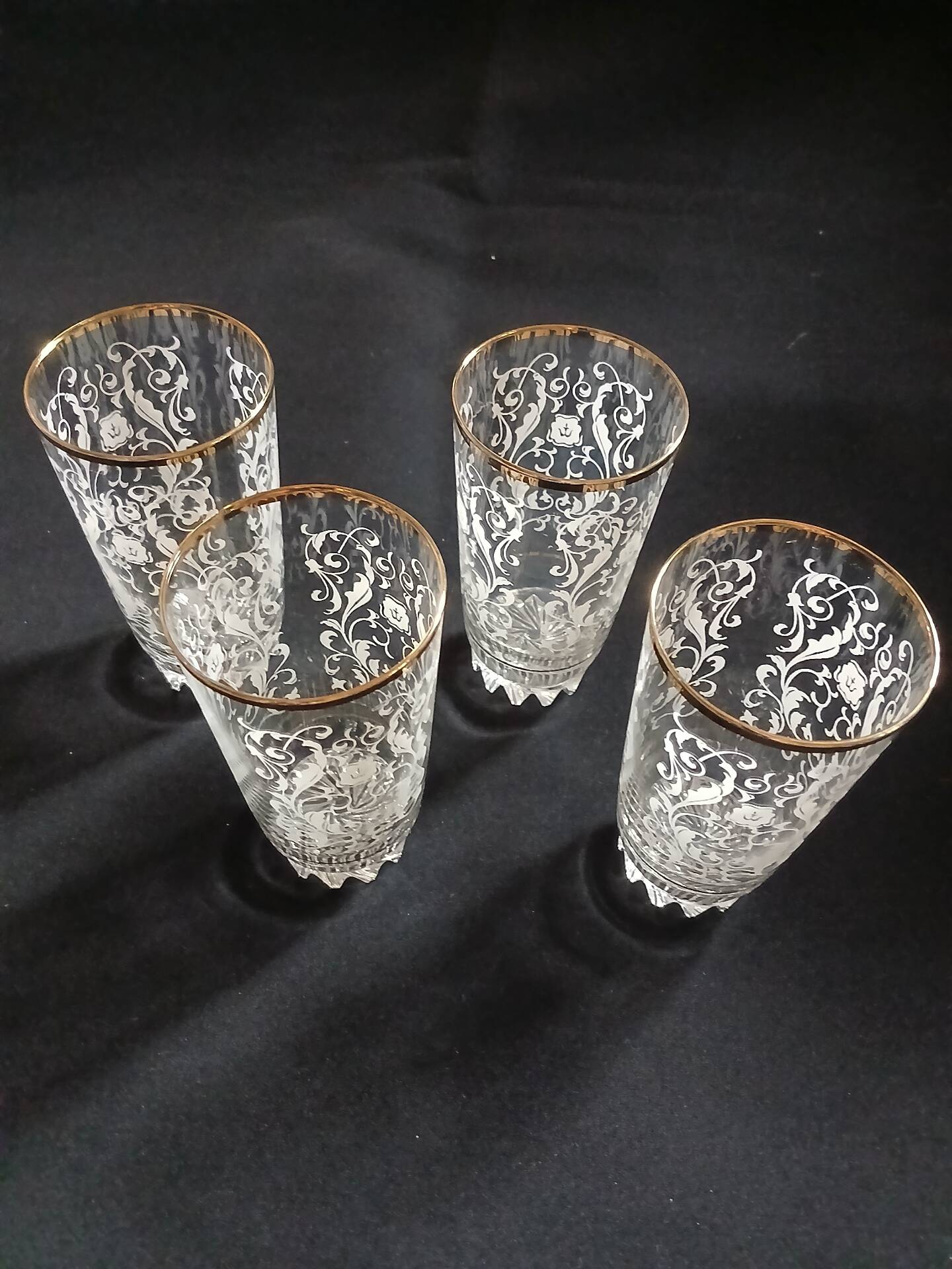 4 vintage water glasses