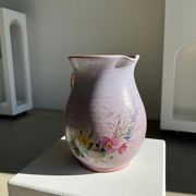 Vintage purple carafe with field flower patterns H:20cm