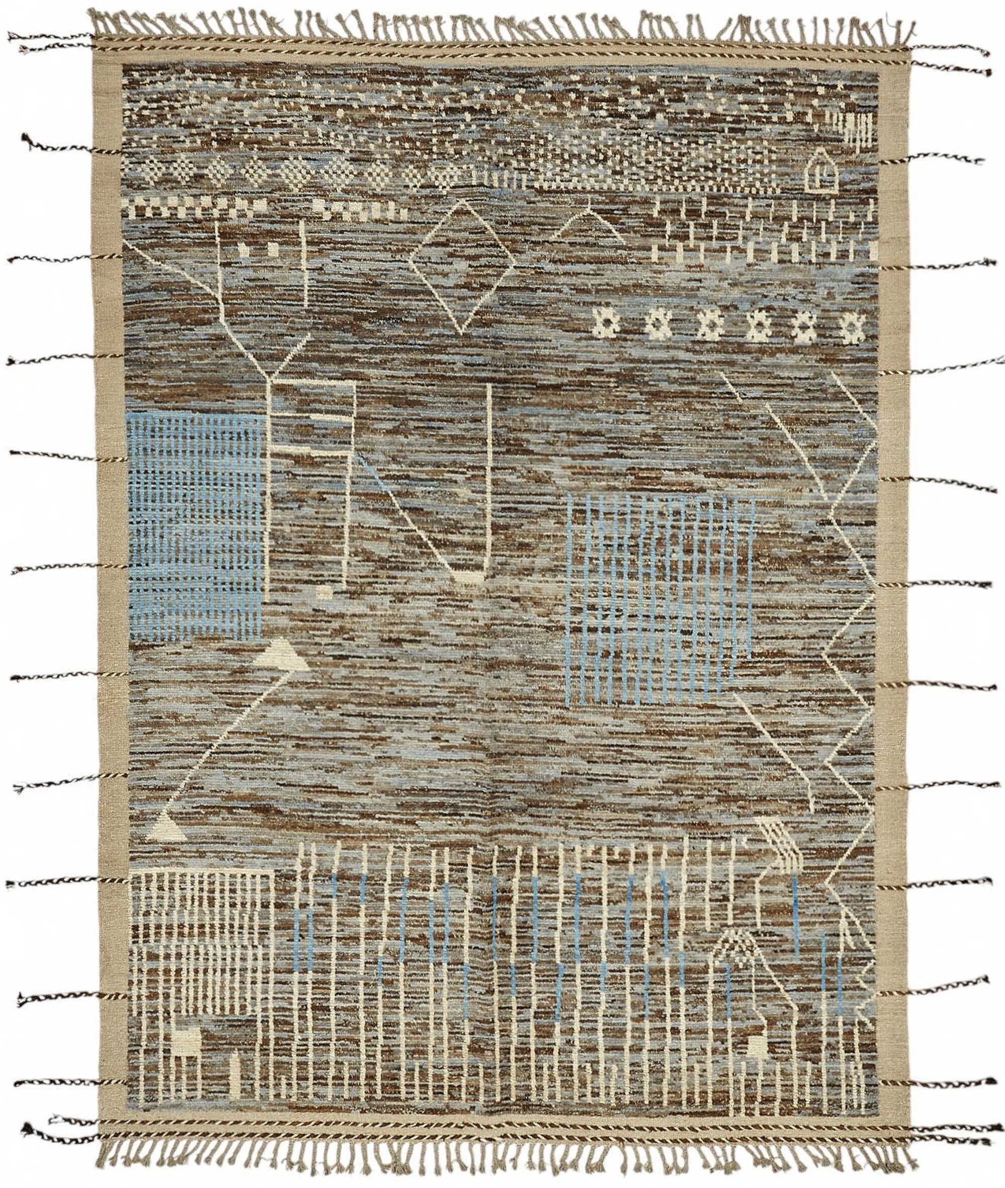 Handmade Turkish One of a Kind 202 cm x 304 cm Brown Wool Carpet