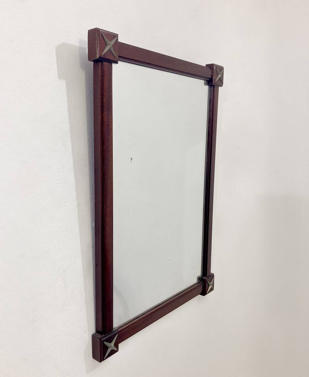 Miroir rectangulaire en bois du milieu du siècle