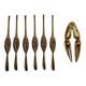 Set of 6 lobster forks and tongs, silver plated metal by Silea, circa 70