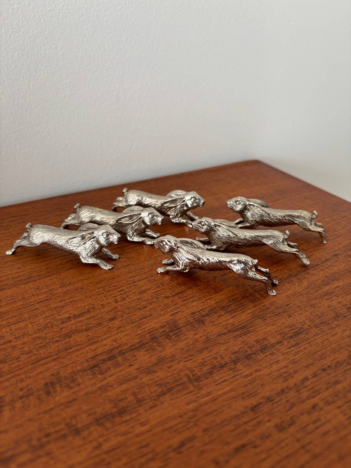 Set of 6 vintage silver-plated knife rests – rabbit shape – style