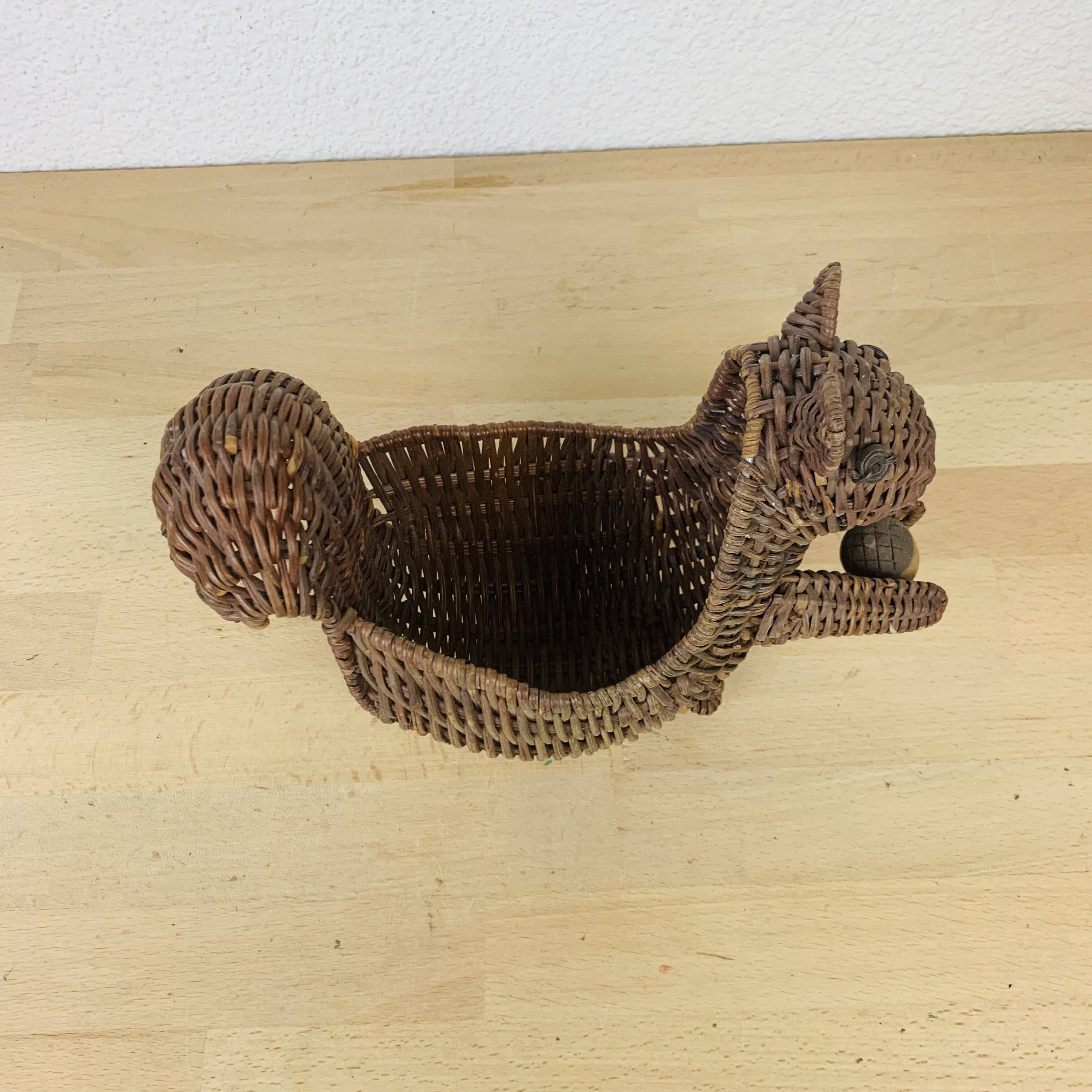 Vintage squirrel wicker basket
