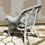 Vintage rattan kids garden armchair