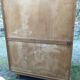 Vintage wardrobe with compass feet in oak and oak cp with 2 sliding doors.