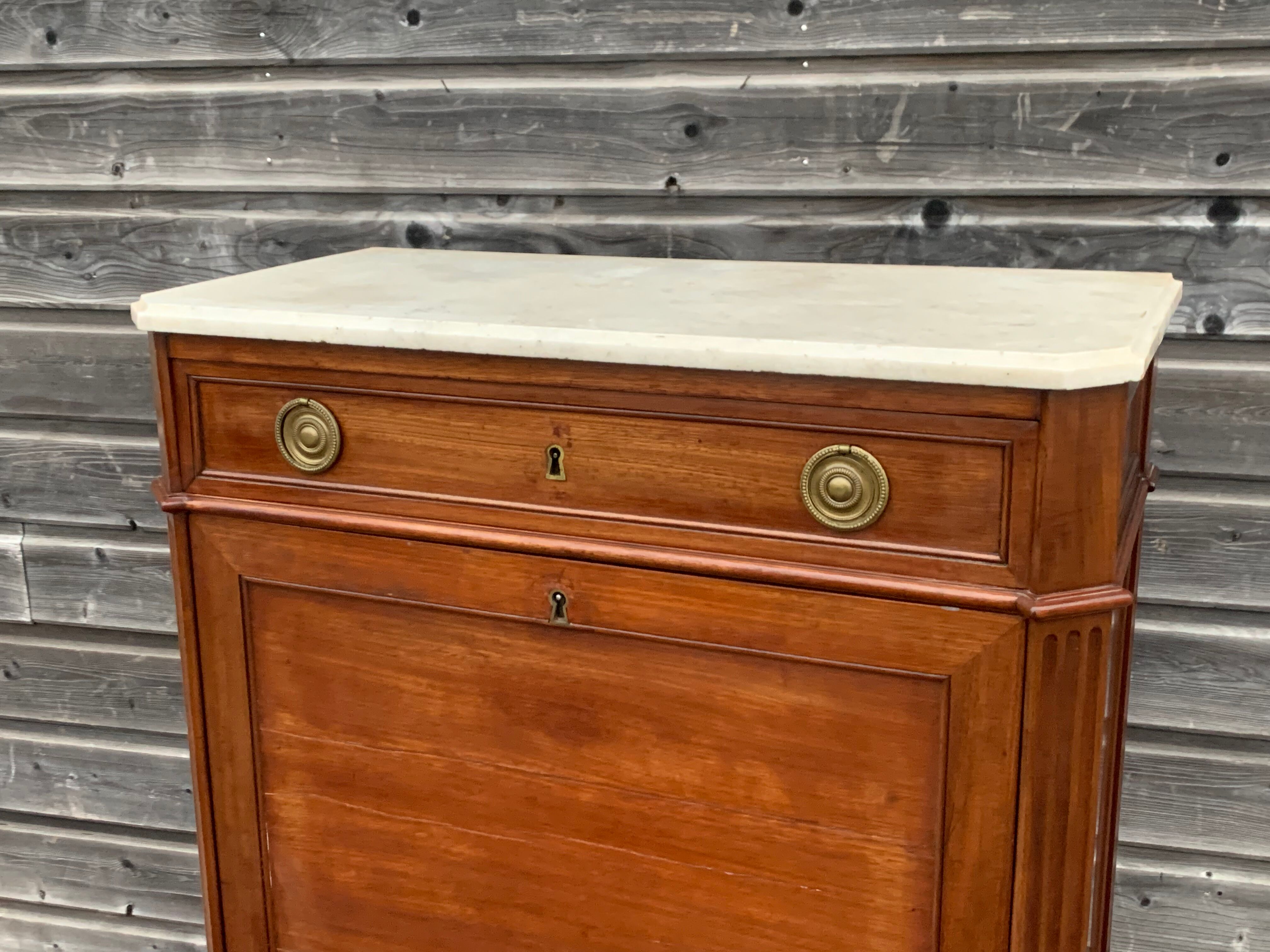 Mahogany secretary stamped l.aubry of louis xvi period