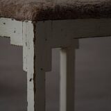 A pair of antique Danish stools, seats in lambswool, late 19th century.