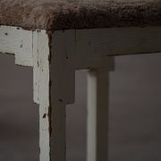 A pair of antique Danish stools, seats in lambswool, late 19th century.