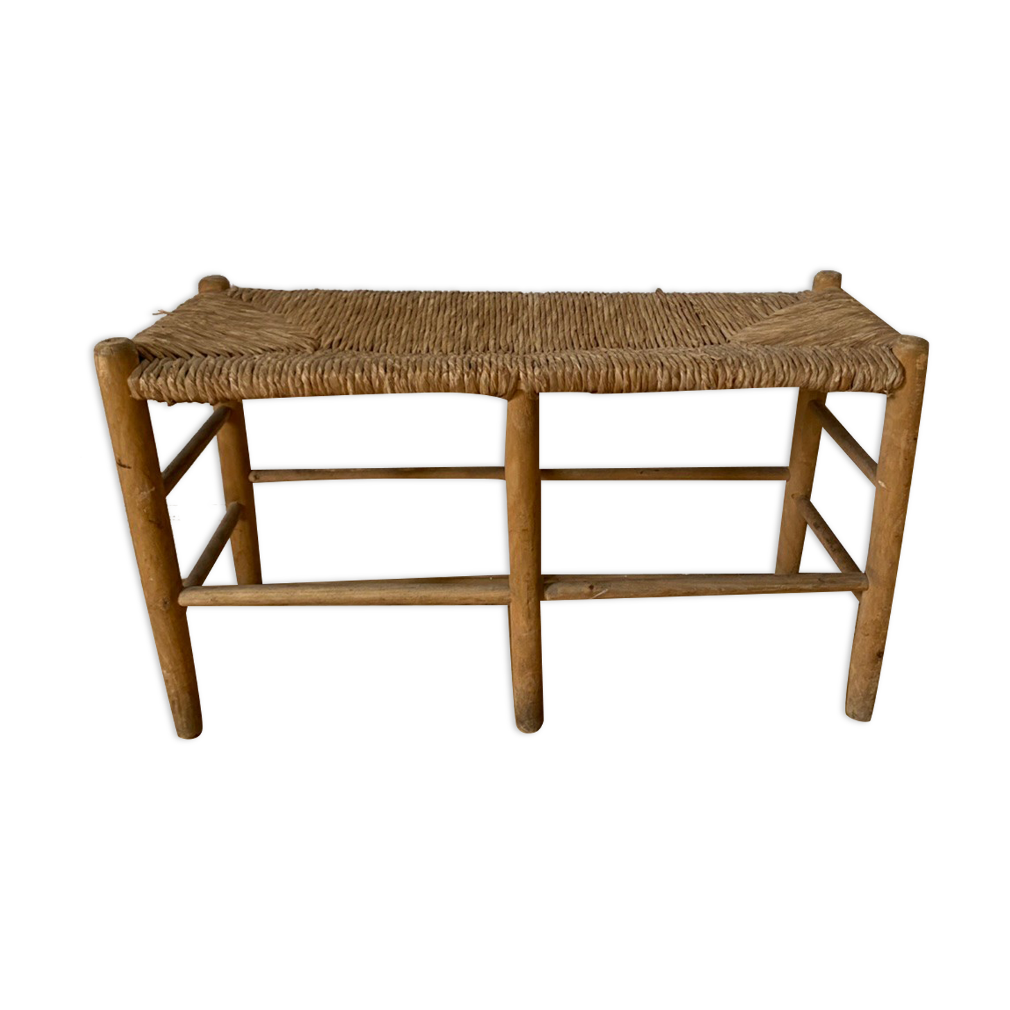 Banc en bois paillé