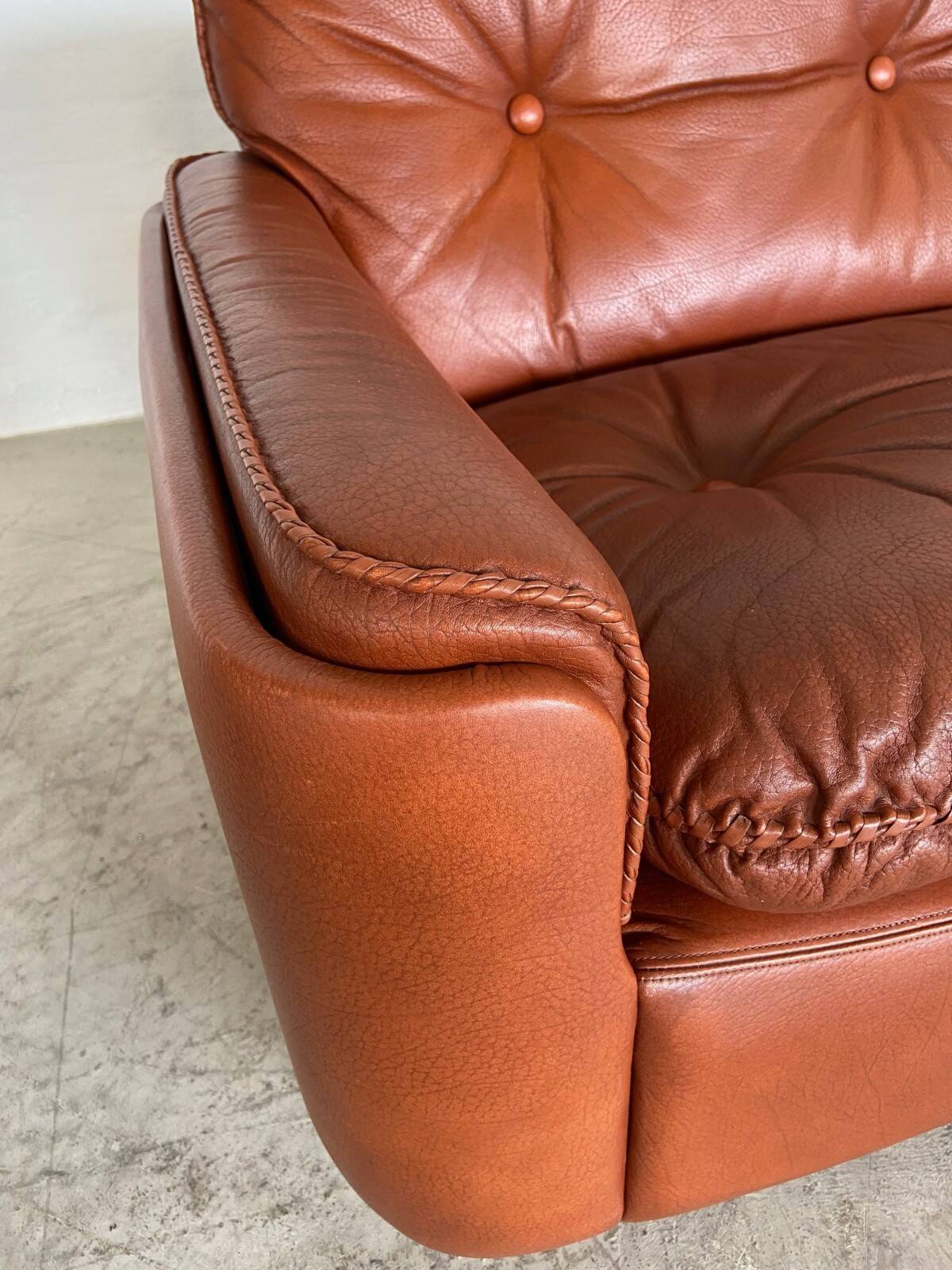 Canapé 2 places vintage danois en cuir cognac du milieu du siècle par Sigurd Resell