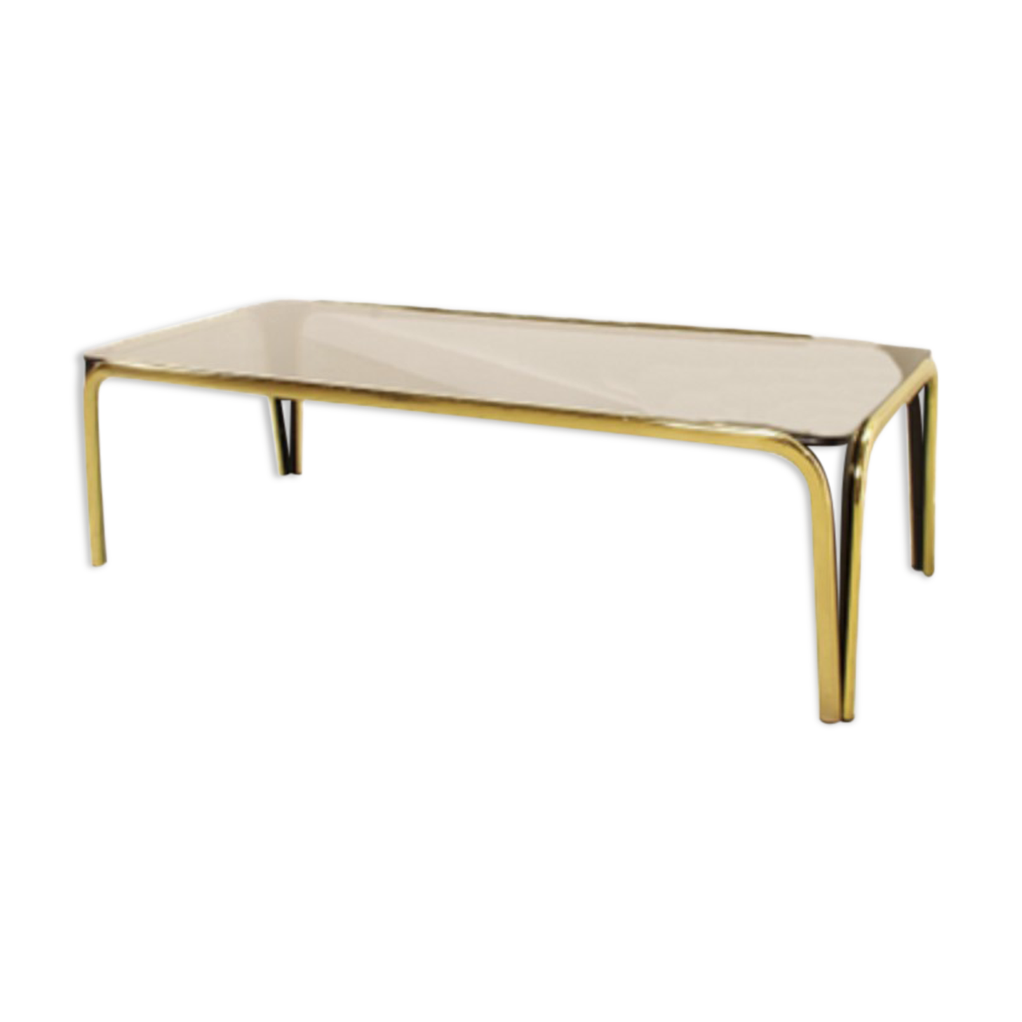 Vintage coffee table in brass and smoked glass