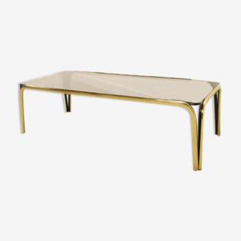 Vintage coffee table in brass and smoked glass