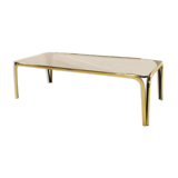 Vintage coffee table in brass and smoked glass