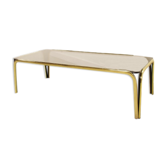 Vintage coffee table in brass and smoked glass