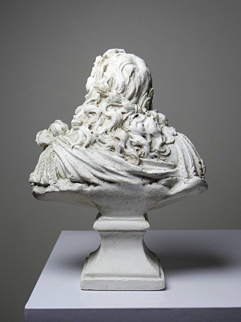Antique white plaster bust of Louis XIV after Gole & Le Brun