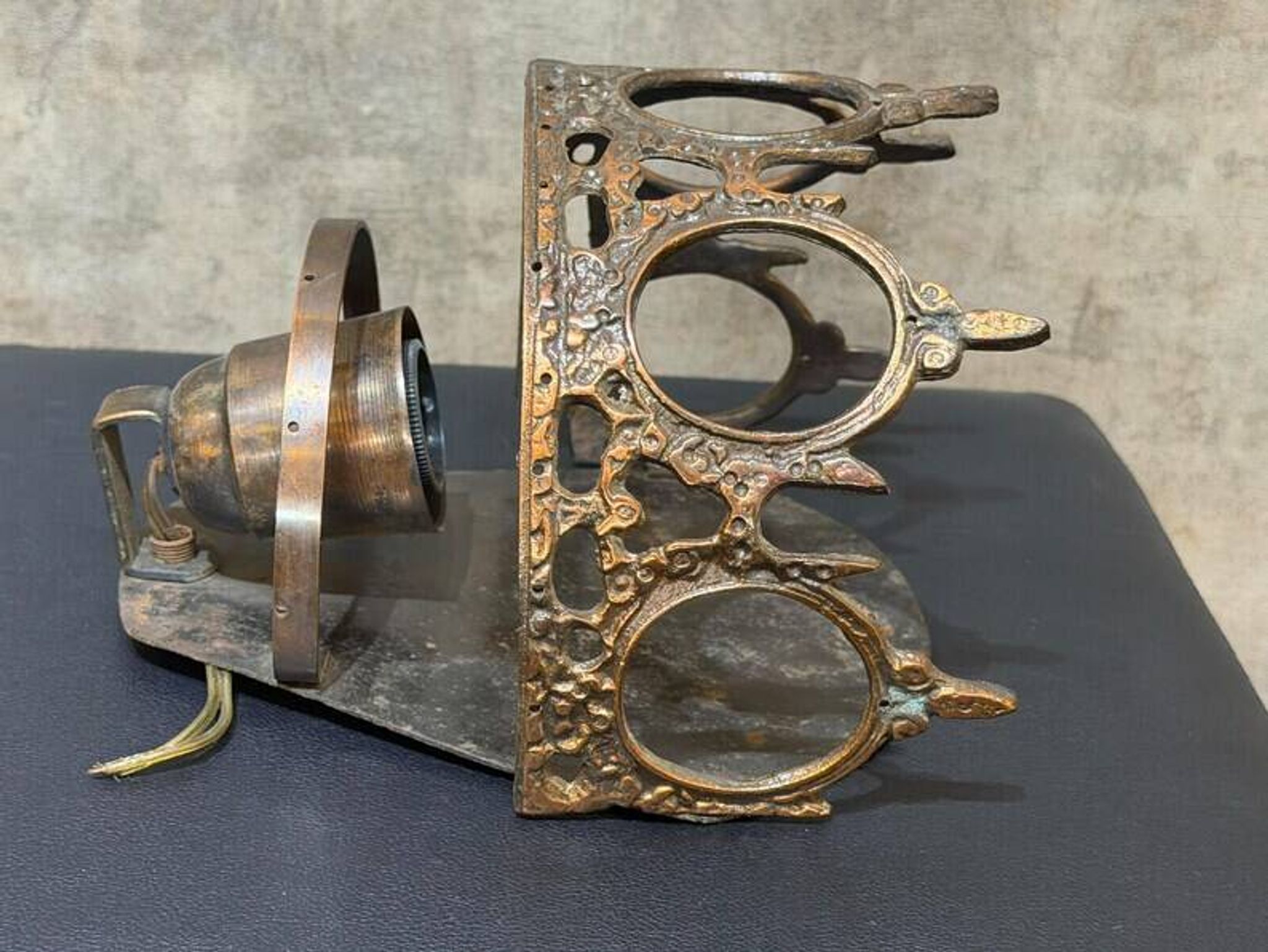 1970s Gothic Revival Crown Wall Sconce, Ornate Vintage Metal Lighting