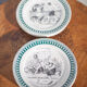 Service ceramic dessert plate St Amand x 11, cheese plate, talking plate theme sport