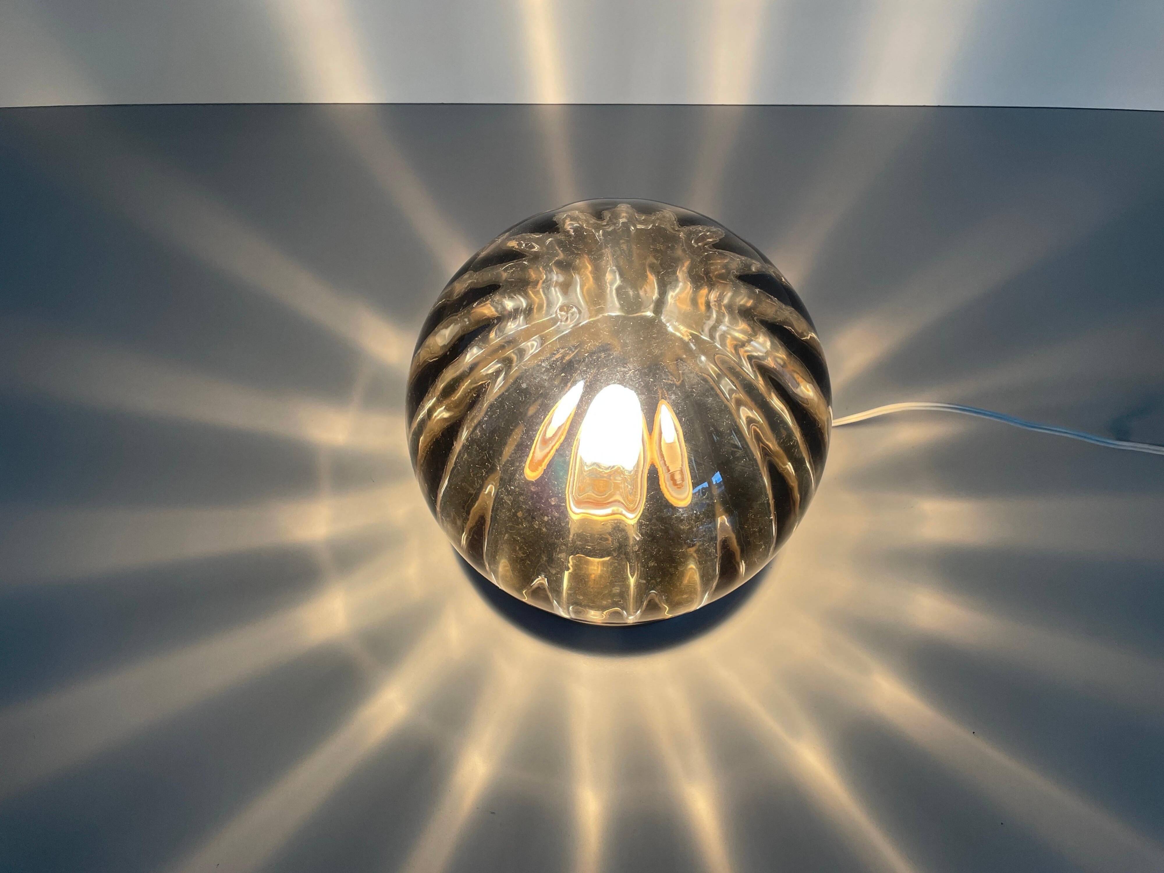 Flush-mounted lamp in chrome and smoked glass by N Leuchten, 1960s, Germany.
