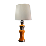 large lamp in ceramic silver and orange varnished