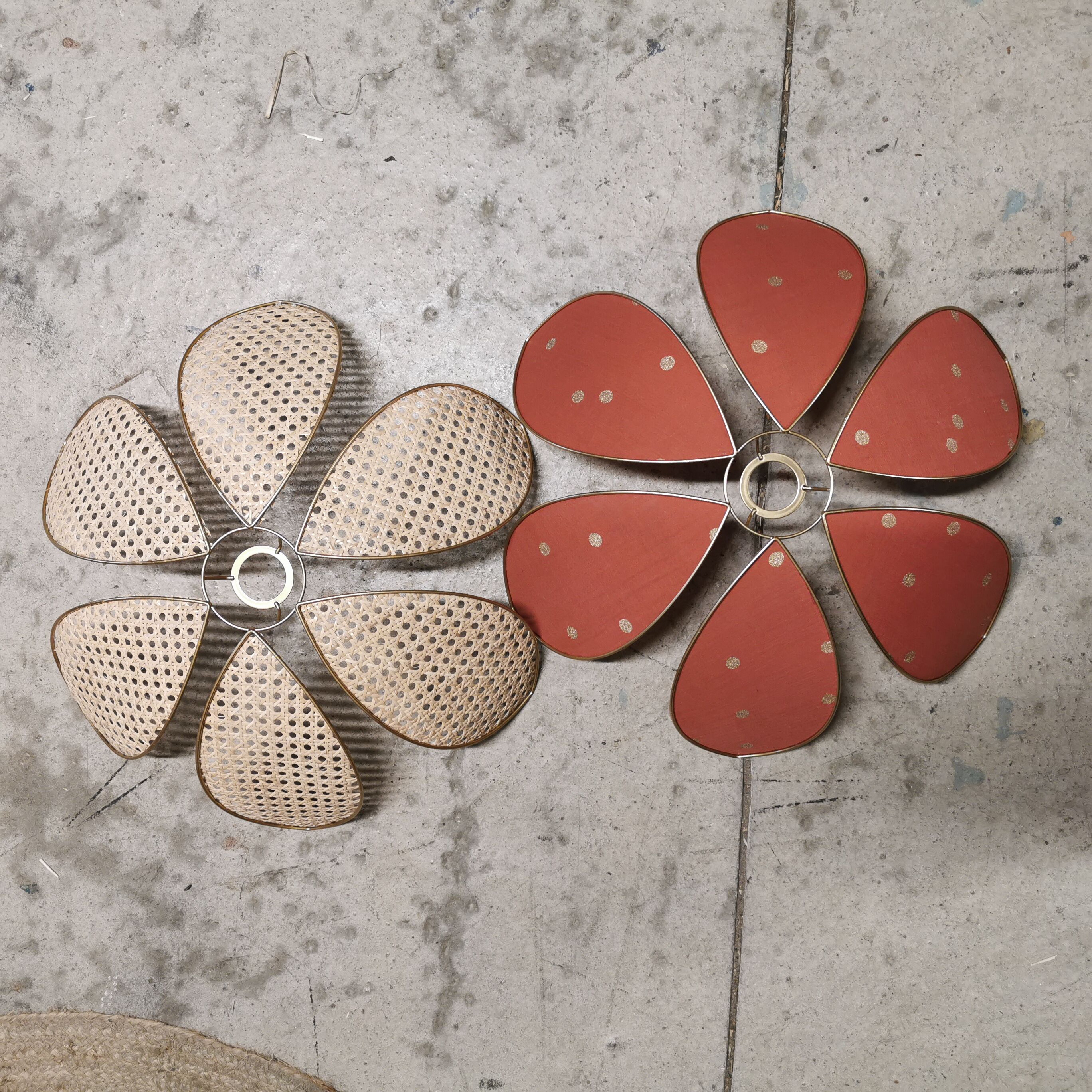 Pair of flower lampshades