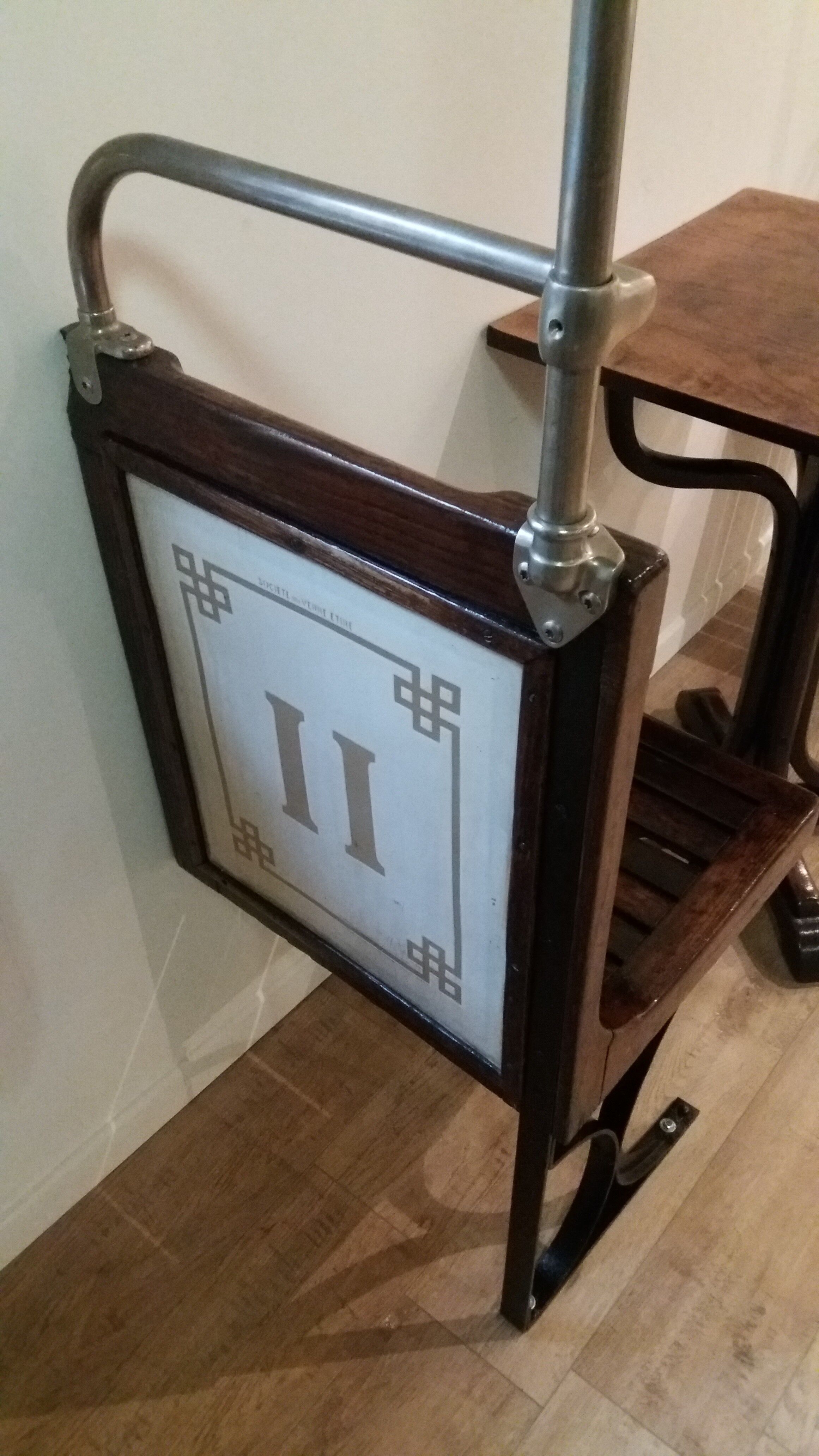 Lot of two wooden subway chairs with table