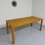 Post-modern striped wood table with drawers, design 80.