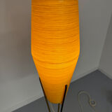 Ancien lampadaire amphore laiton et fibre design des années 60 vintage