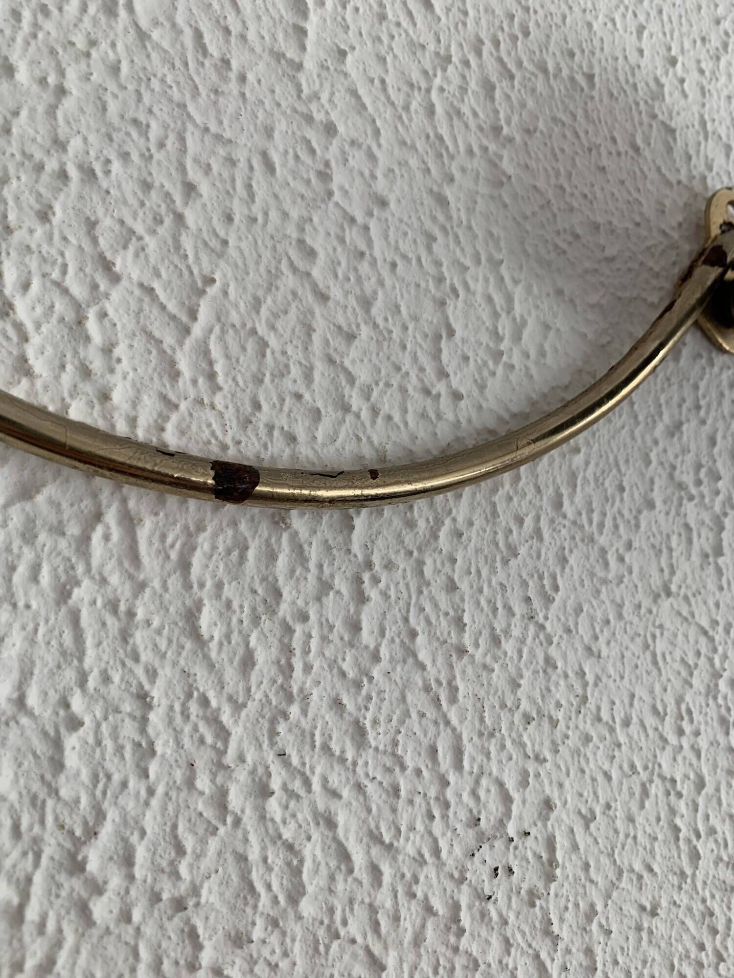 Vintage 1960s gold coat rack with 3 hooks - 45 x 7 cm