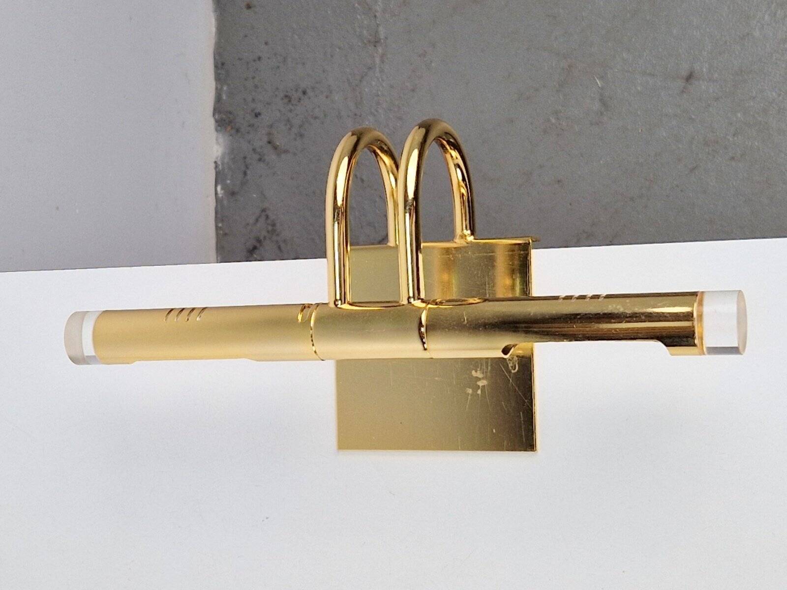 Regency Brass Acrylic Cabinet Lamp by Lumina, 1980s, Set of 3