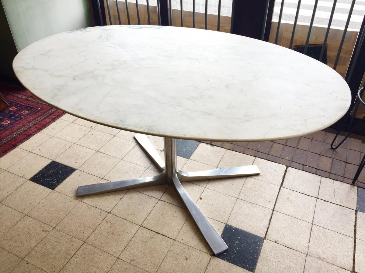 Table marble base chrome