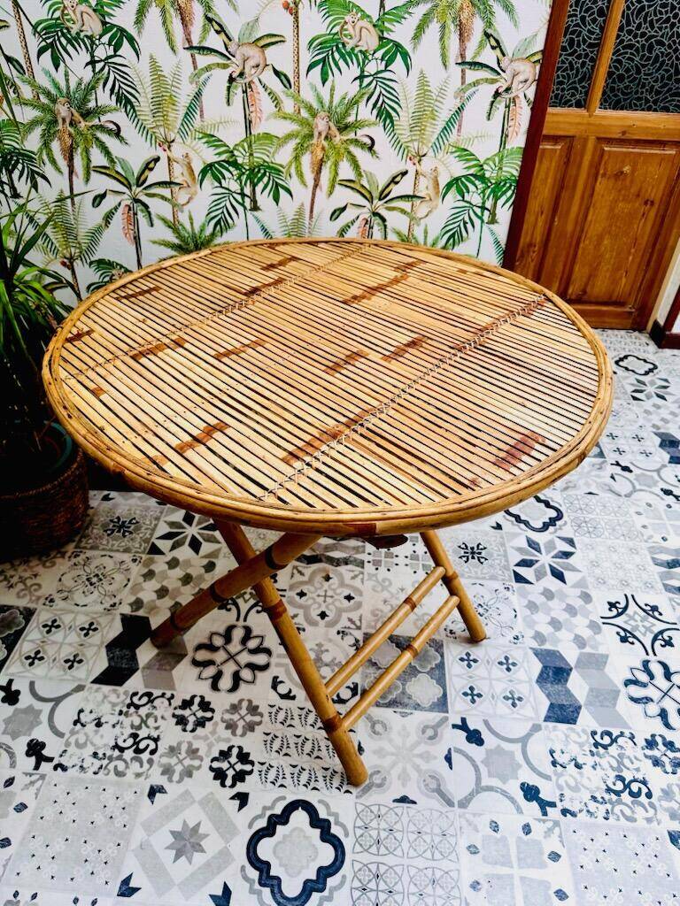 Vintage bamboo rattan table