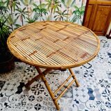 Table rotin bambou vintage