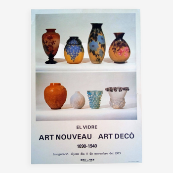 Art exhibition poster, art nouveau art deco glass 1890 1940, galerie dau al set 1979
