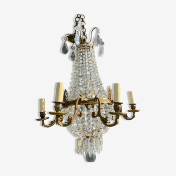 Bronze and crystal hot air balloon chandelier
