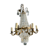 Bronze and crystal hot air balloon chandelier