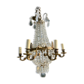 Lustre montgolfière bronze et cristal