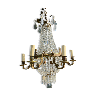 Bronze and crystal hot air balloon chandelier