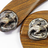 Set for office "Masriera" in silver and exotic wood, mid-century