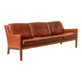 Kai Lyngfeldt Larsen rosewood and leather 3 seater sofa