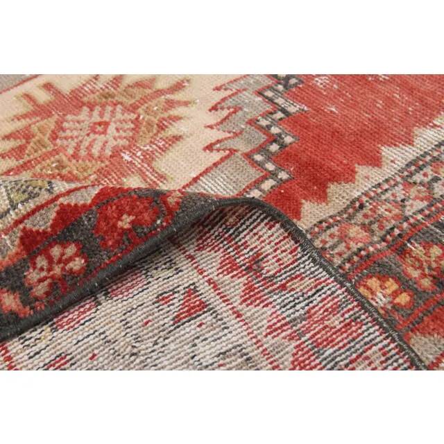 1970s Vintage Turkish Hand-Knotted Wool Cotton Red Area Rug 110x186