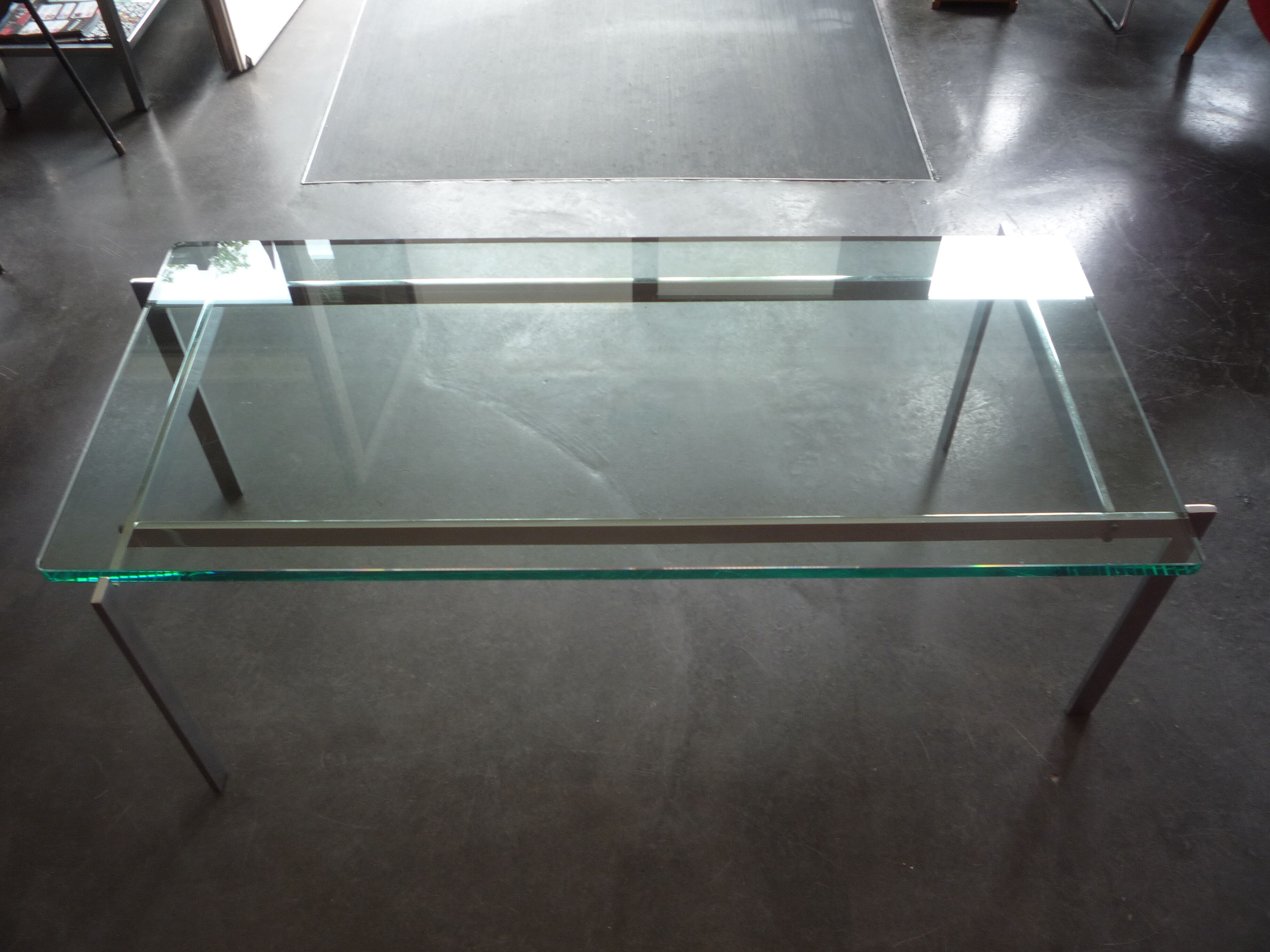 Vintage coffee table circa 1960 - chrome and very thick glass