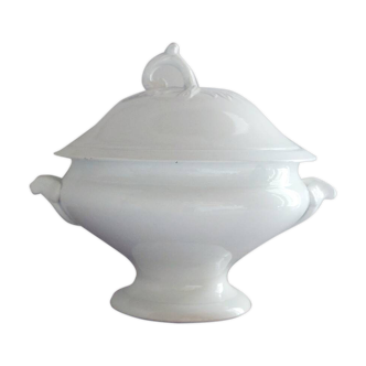 Soupière ancienne en faïence blanche – Lebacqz & M. Bouchart – Orchies