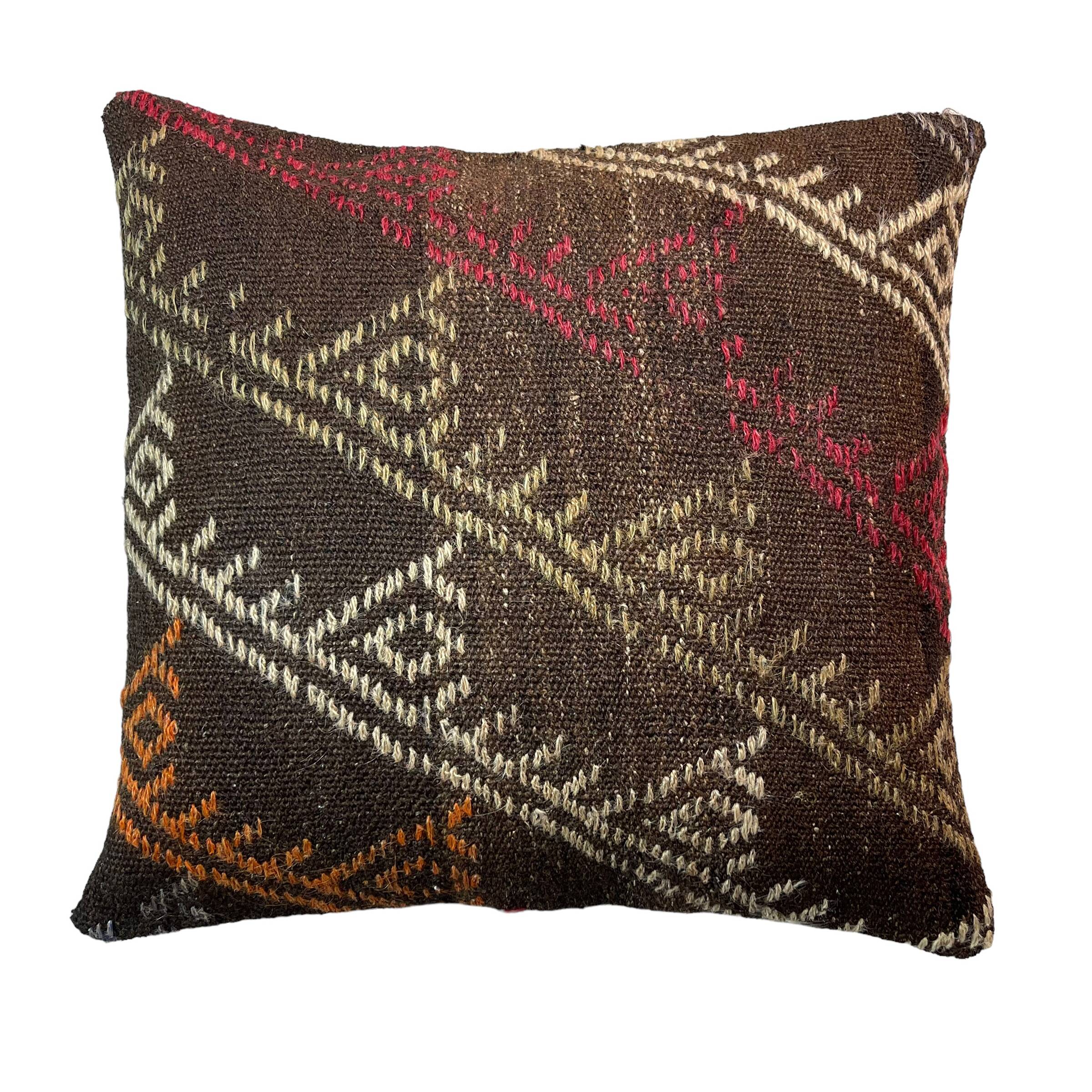 Vintage turkish kilim cushion cover , 55 x 55 cm