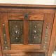 20th century natural wood and metal plate secretary desk