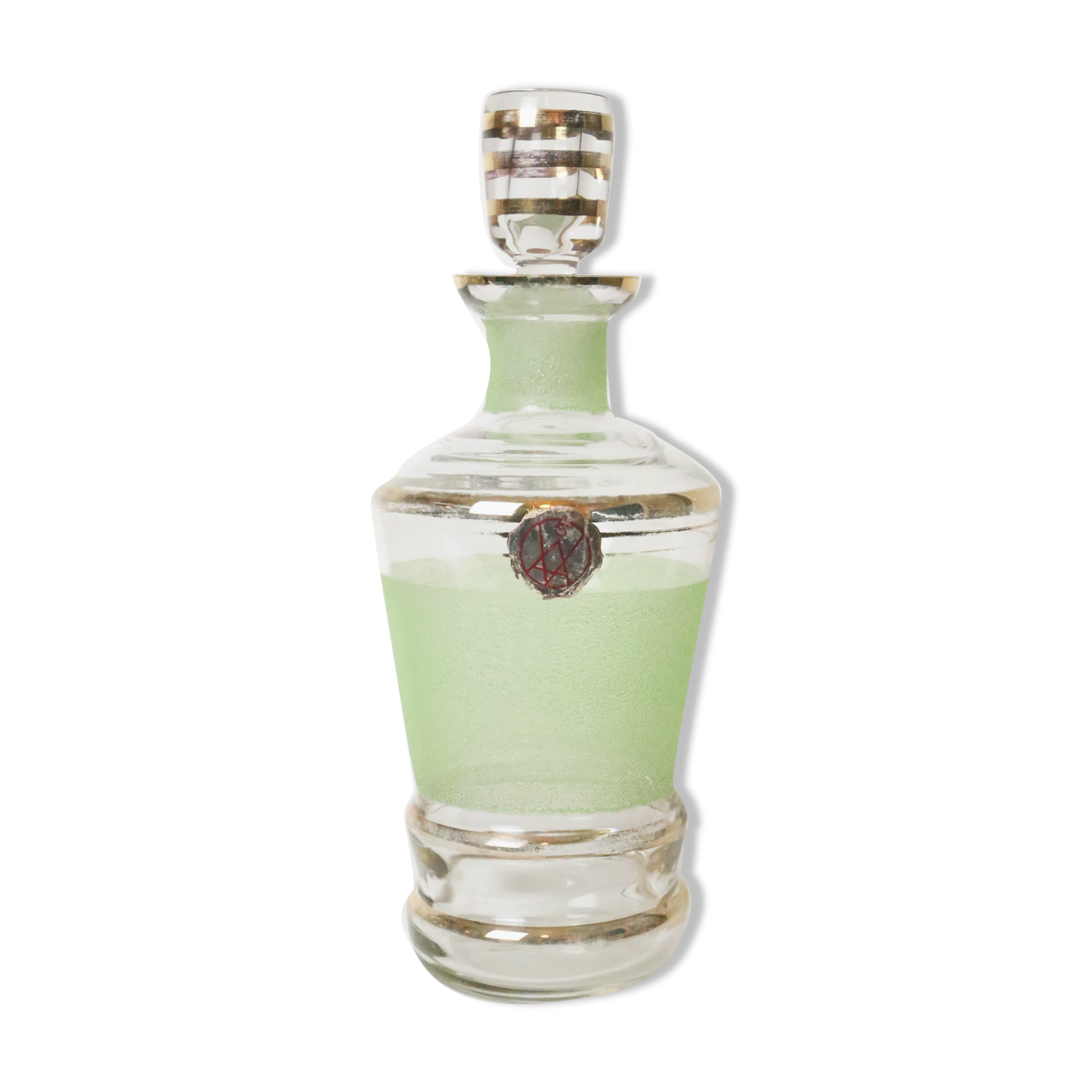 Carafe en verre granité vert, vintage