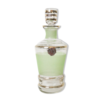 Green granite glass decanter, vintage