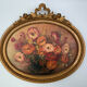 Huile sur panneau bouquet de fleurs 1930 nature morte cadre stuc