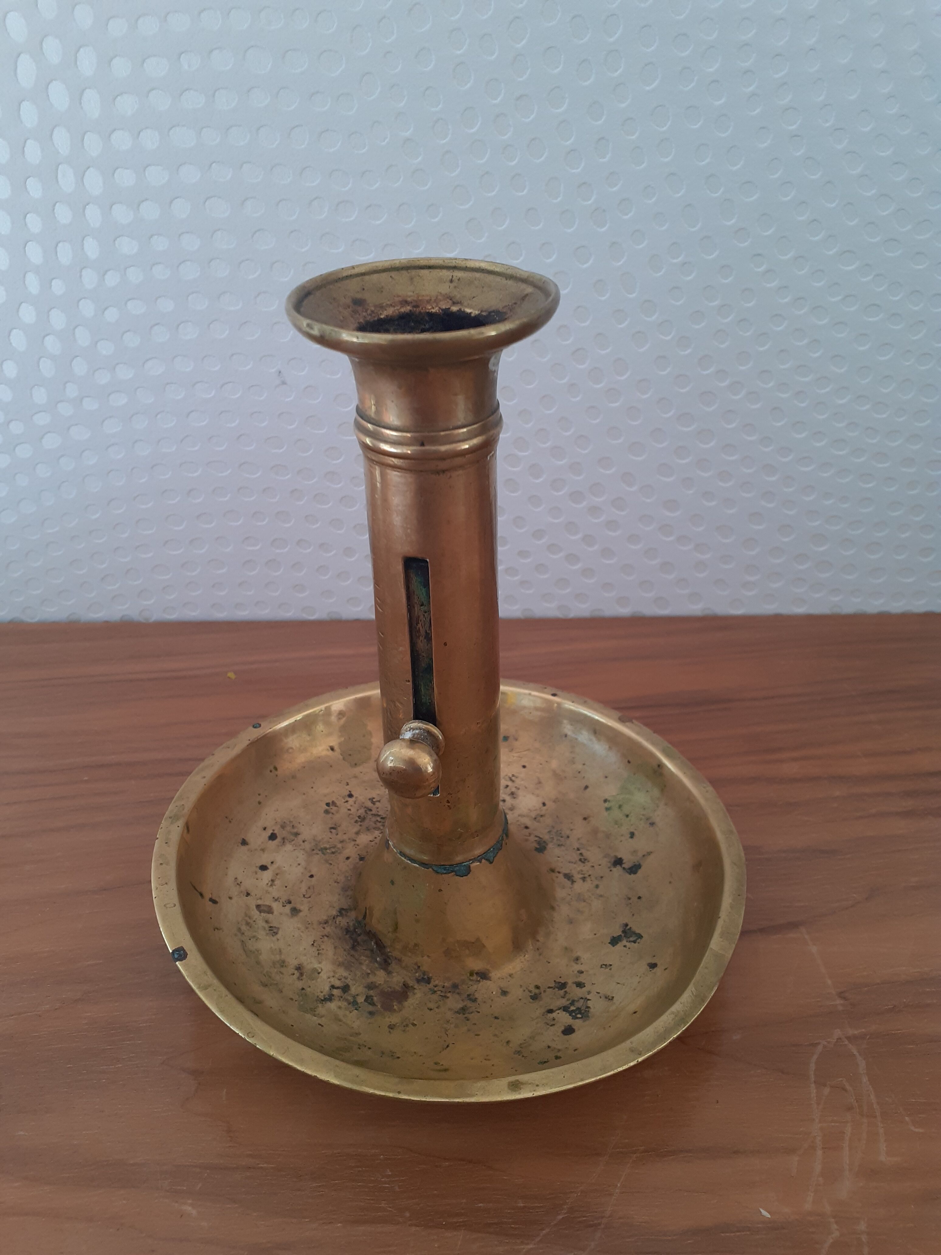 Set of 3 old candle holders with pushers
