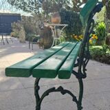 Grand banc de jardin bois et fonte l 224 cm